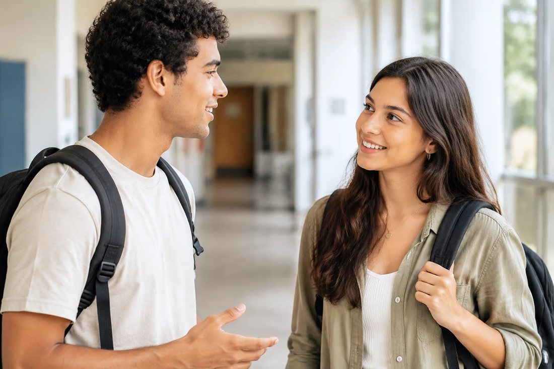 Grupo pequeno em volta da mesa, lendo folhas impressas com as posições que serão disputadas